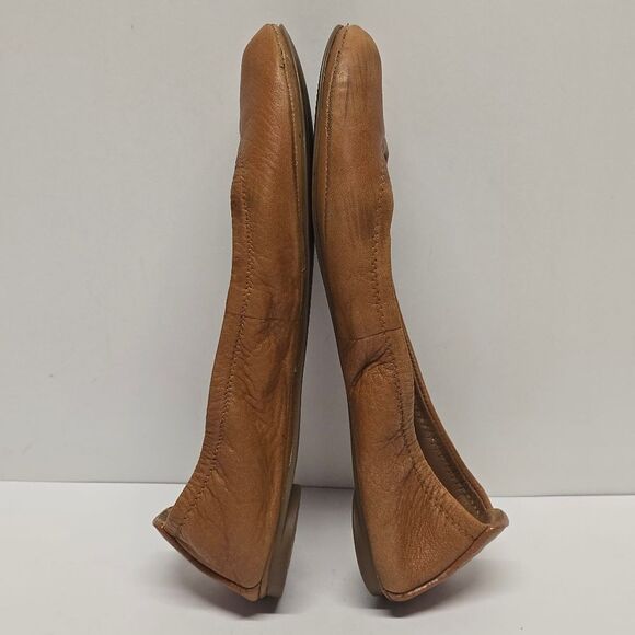 Tory Burch Eddie Tan Leather Ballet Flats 9 - Picture 2 of 9